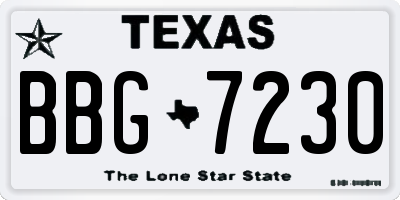 TX license plate BBG7230