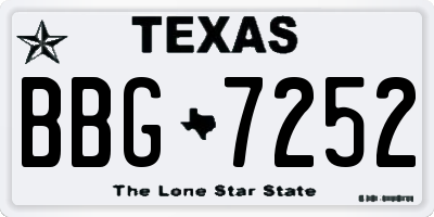 TX license plate BBG7252
