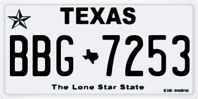 TX license plate BBG7253