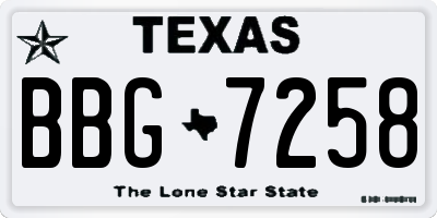 TX license plate BBG7258