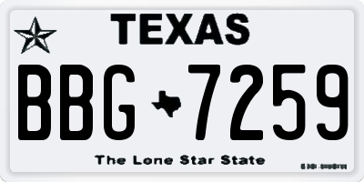 TX license plate BBG7259