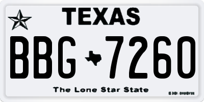 TX license plate BBG7260