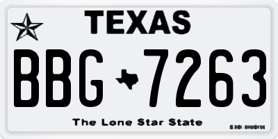 TX license plate BBG7263