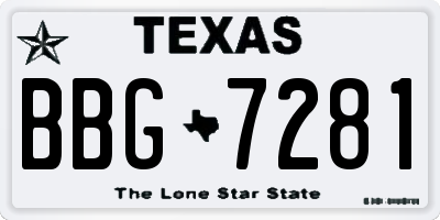 TX license plate BBG7281