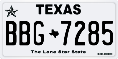 TX license plate BBG7285