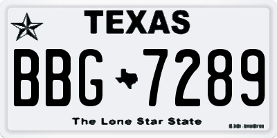 TX license plate BBG7289