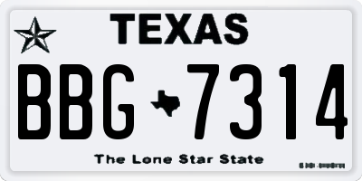 TX license plate BBG7314