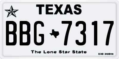 TX license plate BBG7317