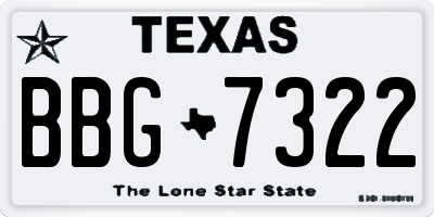 TX license plate BBG7322