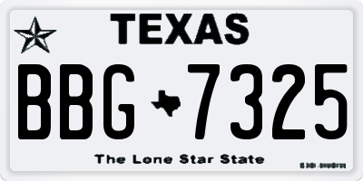 TX license plate BBG7325