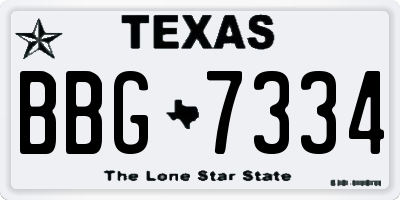 TX license plate BBG7334