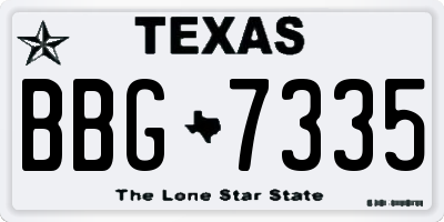 TX license plate BBG7335