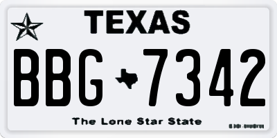 TX license plate BBG7342