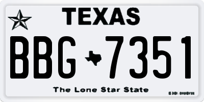 TX license plate BBG7351