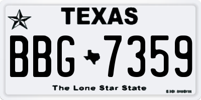 TX license plate BBG7359