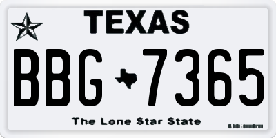 TX license plate BBG7365