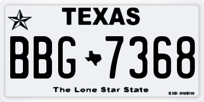 TX license plate BBG7368