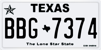 TX license plate BBG7374
