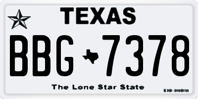 TX license plate BBG7378