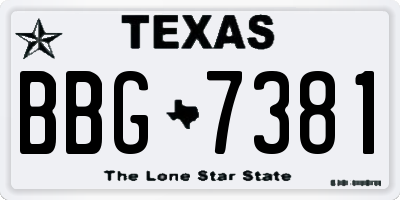 TX license plate BBG7381