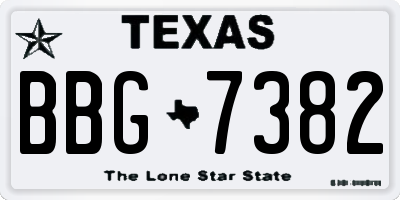 TX license plate BBG7382