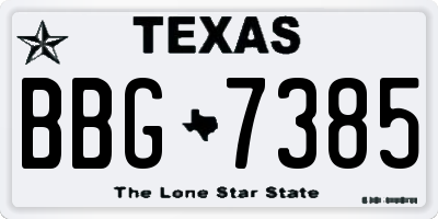 TX license plate BBG7385