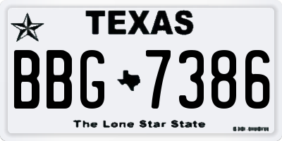 TX license plate BBG7386