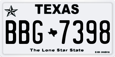 TX license plate BBG7398
