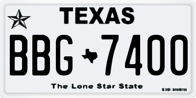 TX license plate BBG7400