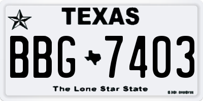 TX license plate BBG7403
