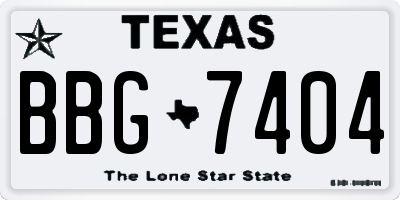 TX license plate BBG7404