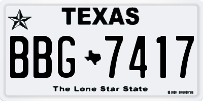 TX license plate BBG7417