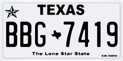 TX license plate BBG7419