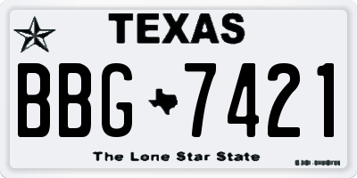 TX license plate BBG7421