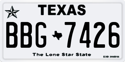 TX license plate BBG7426