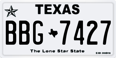 TX license plate BBG7427