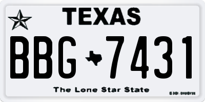 TX license plate BBG7431