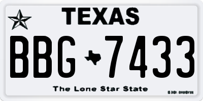 TX license plate BBG7433