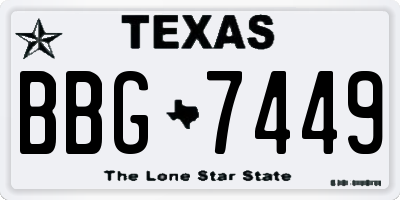 TX license plate BBG7449