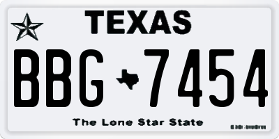TX license plate BBG7454