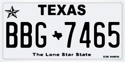 TX license plate BBG7465