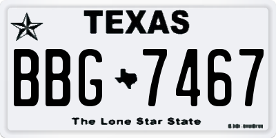 TX license plate BBG7467