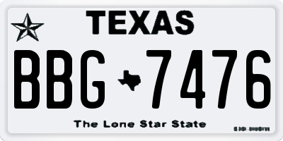 TX license plate BBG7476