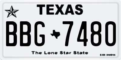 TX license plate BBG7480