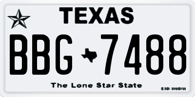 TX license plate BBG7488