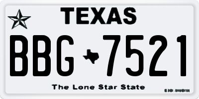 TX license plate BBG7521