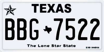 TX license plate BBG7522