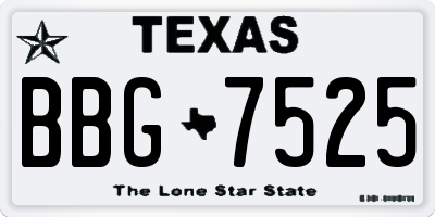 TX license plate BBG7525
