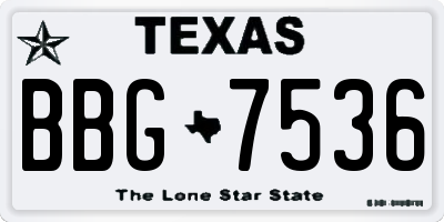 TX license plate BBG7536