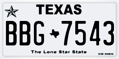 TX license plate BBG7543